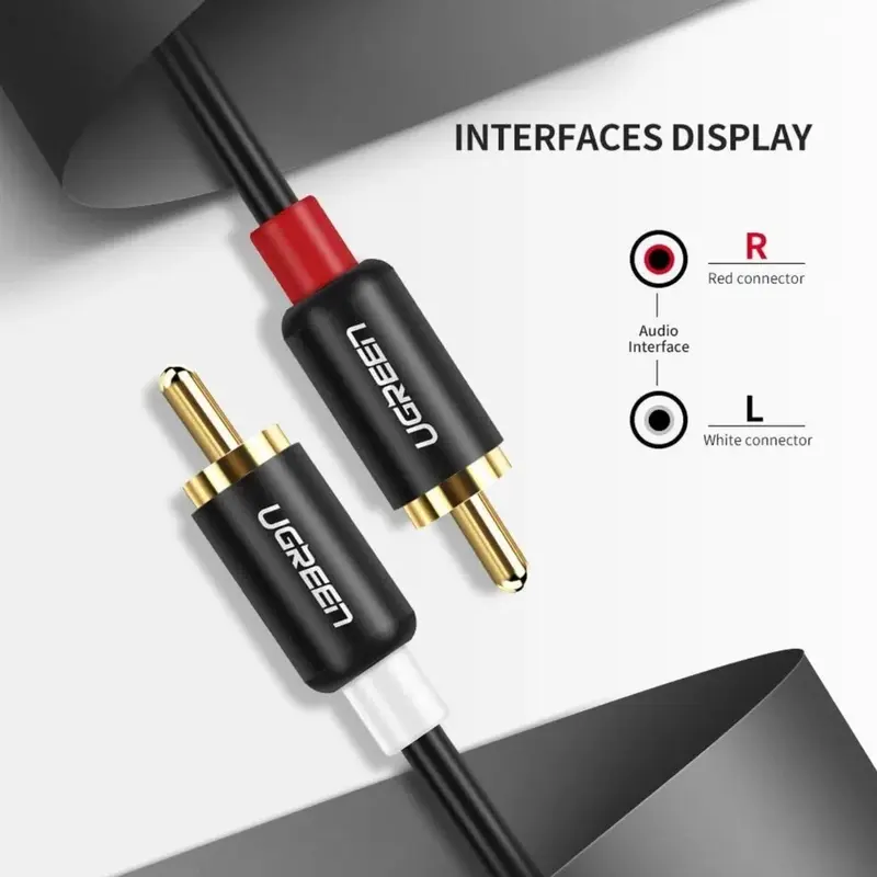 RCA Cable 2RCA Male to Male Stereo Hi-Fi Audio Lead Twin Phono Red & White Cable 5