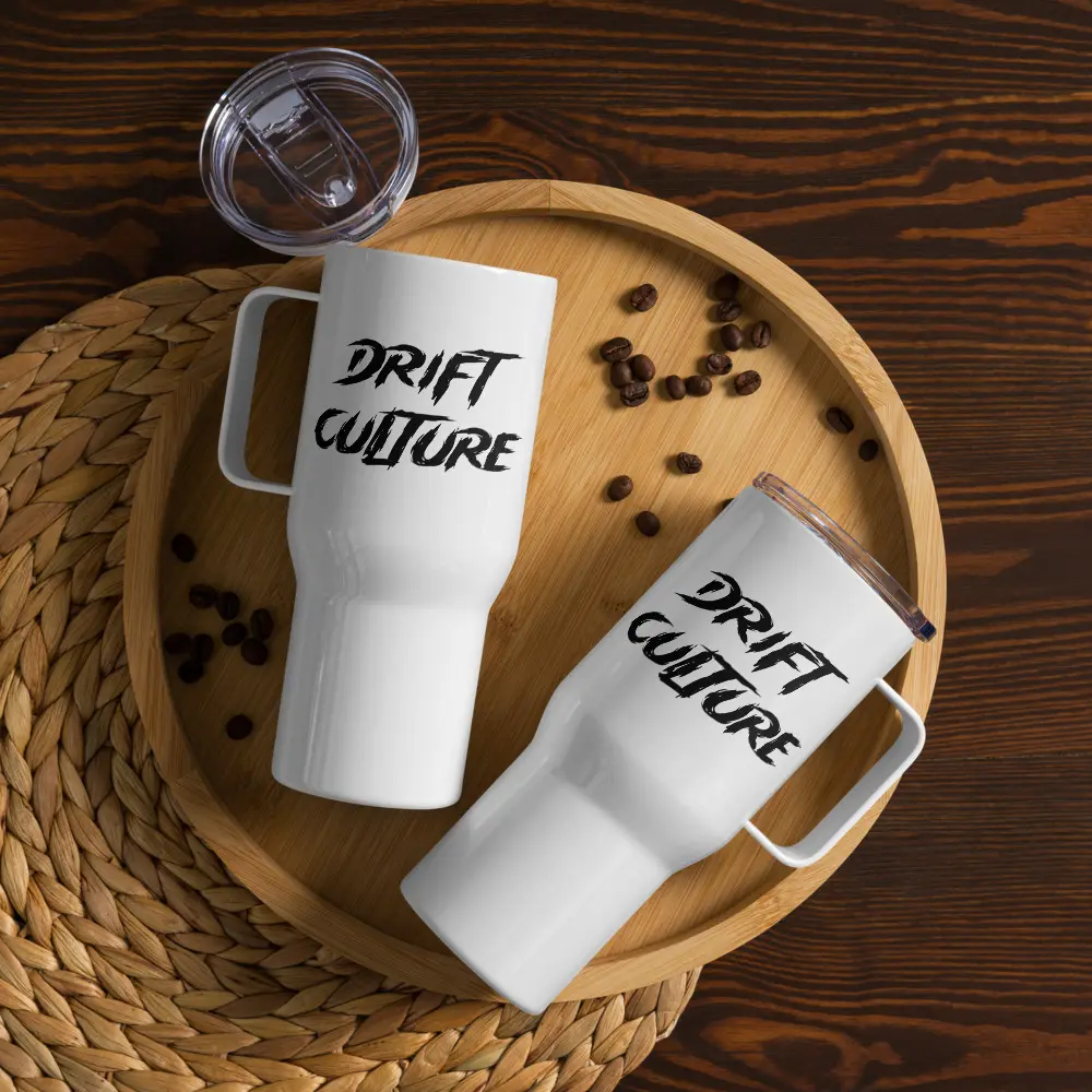 Drift Cukture travel mug with a handle