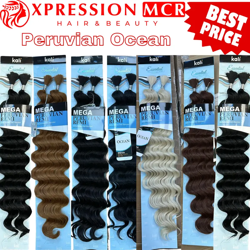 Aftress Kali Essential 100% Human Hair Blended Mega Peruvian Boho Ocean Bulk 0