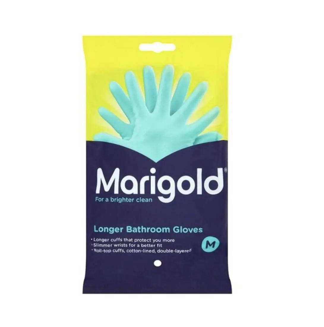 Marigold Longer Bathroom Gloves - Blue / Medium Personal