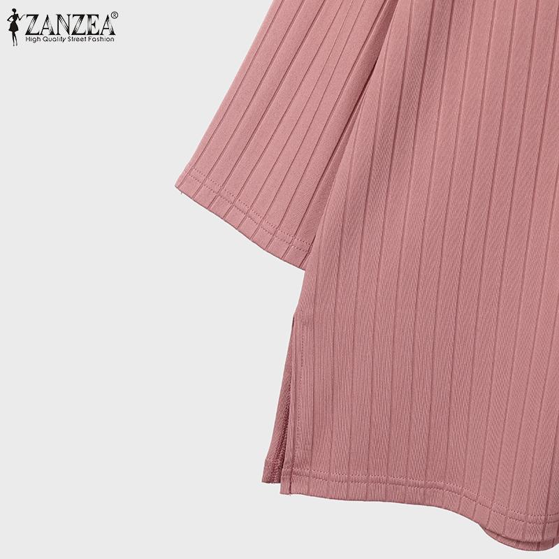 Product Introduction of Long Sleeve Blouse Wide Leg Pants Sets ZANZEA Women Matching Sets Solid Islamic Clothing Muslim Tracksuit Outifits 2PCS 21