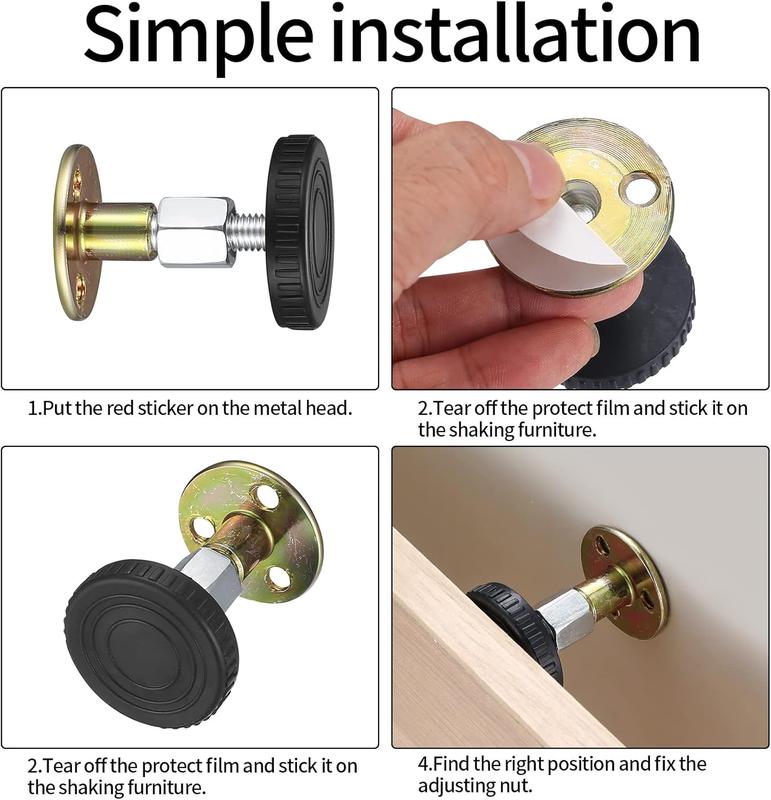 2 Packs Headboard Stoppers, Adjustable Threaded Bed Frame Anti-Shake Tool, Bed Wall Headboard Stoppers Anti-Shake Fixer, Prevent Rocking Headboard Pad for Home Room Bed Furniture Wall Support 4