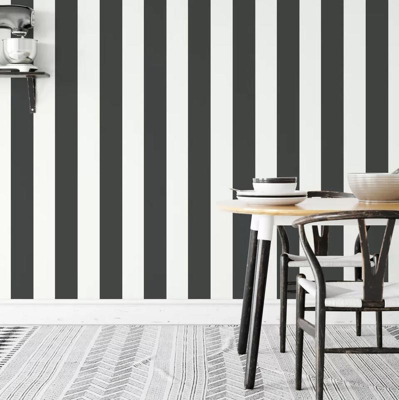 Charcoal Black and White Contrast Bold Lance Feature Stripes Wallpaper WD0082 2
