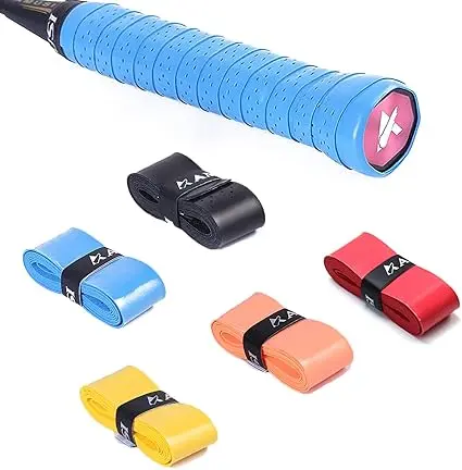 5 Pack Multicoloured Racquet Over Grip Anti Slip Overgrip for Tennis Racket, Badminton, Squash Self-Adhesive Racquet Grip Tape,Squash Rackets Overgrip Anti Slip Perforated Super Absorbent Grips