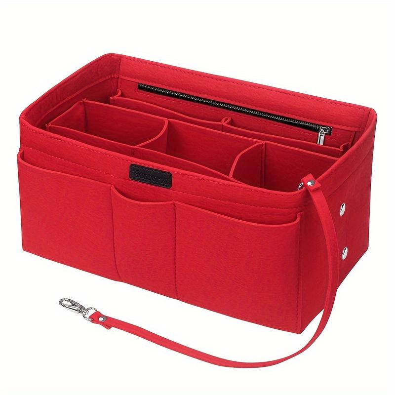 Premium Foldable Felt Bag Organizer - Multi Pocket Insert for Effortless Storage - Portable Cosmetic Makeup Bag, Ideal for Handbags, Totes, and Purses - Durable, Stylish, and Space-Saving Solution 0