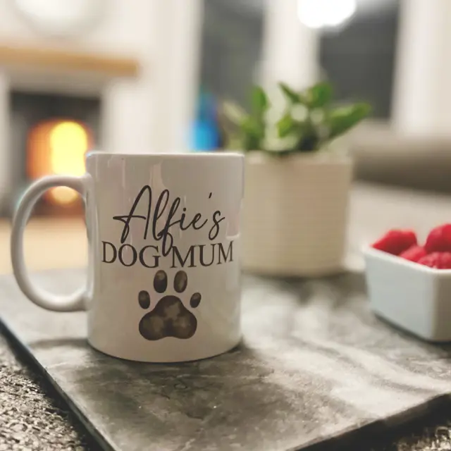 Dog Mum Personalised Mug with Paw Design