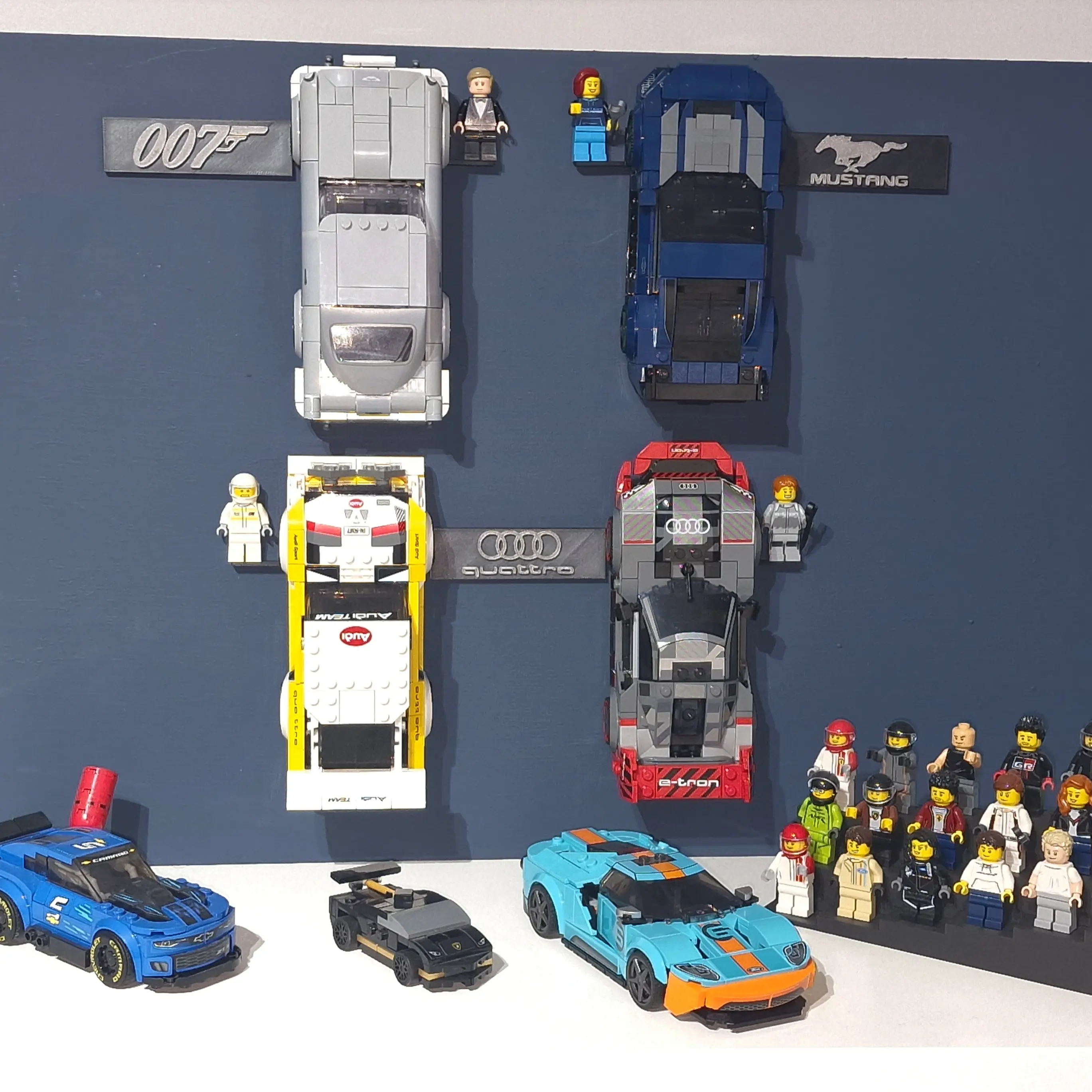 Wall mount hangers for Lego Speed Champions Models display 2020 onwards (8 stud).