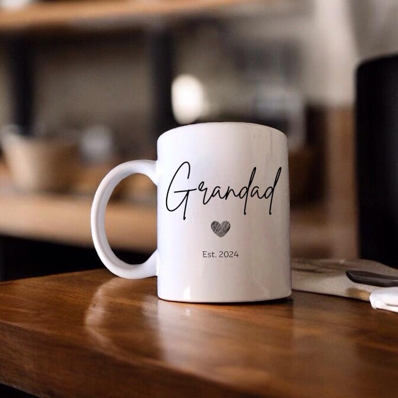 Premium Ceramic Nana and Grandad Mug Set - Personalized and Stylish Gift for New Grandparents - Printed, Coffee Drinkware Drink Washable Cup Reuse Reusable 1