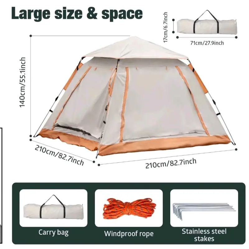 Waterproof Family Camping Tent - Full Automatic Instant Pop Up, 4 People Capacity, Great Quality, Easy to Install and Fold, Suitable for Kids tents inflatable 2