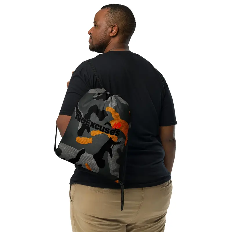 NoExcuses Discipline Yellow and Black Camo Drawstring bag 1