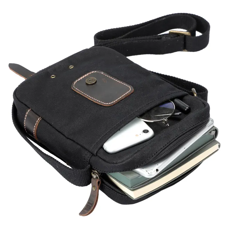 TRP0547 Troop London Heritage Canvas Across body Bag, Small Travel Bag, Shoulder Bag 4