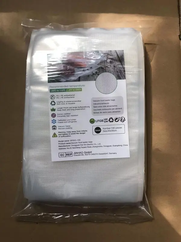 Food Sealer Bags 20X30cm 100 Bags Commercial Grade Textured Food Vacuum Sealer Bag Thick Embossed Bags Upgrade Design Pre-Cut Bag BPA Free for Food Storage Sous Vide Cooking 7