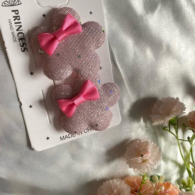 Flower shaped soft shiny bow style Pair of hair pins for girls fashion 6 colours 3