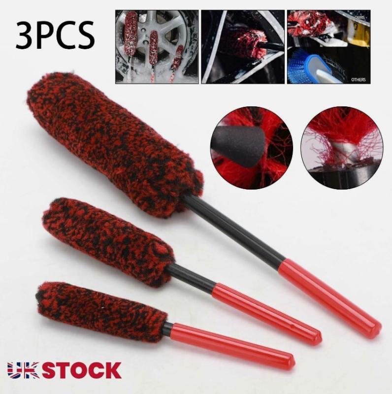 Product Introduction of New store opening, special offers  3X Set Wheel Woolies Luxury Super Plush Soft Alloy Wheel Cleaning Brush Kit UK 29