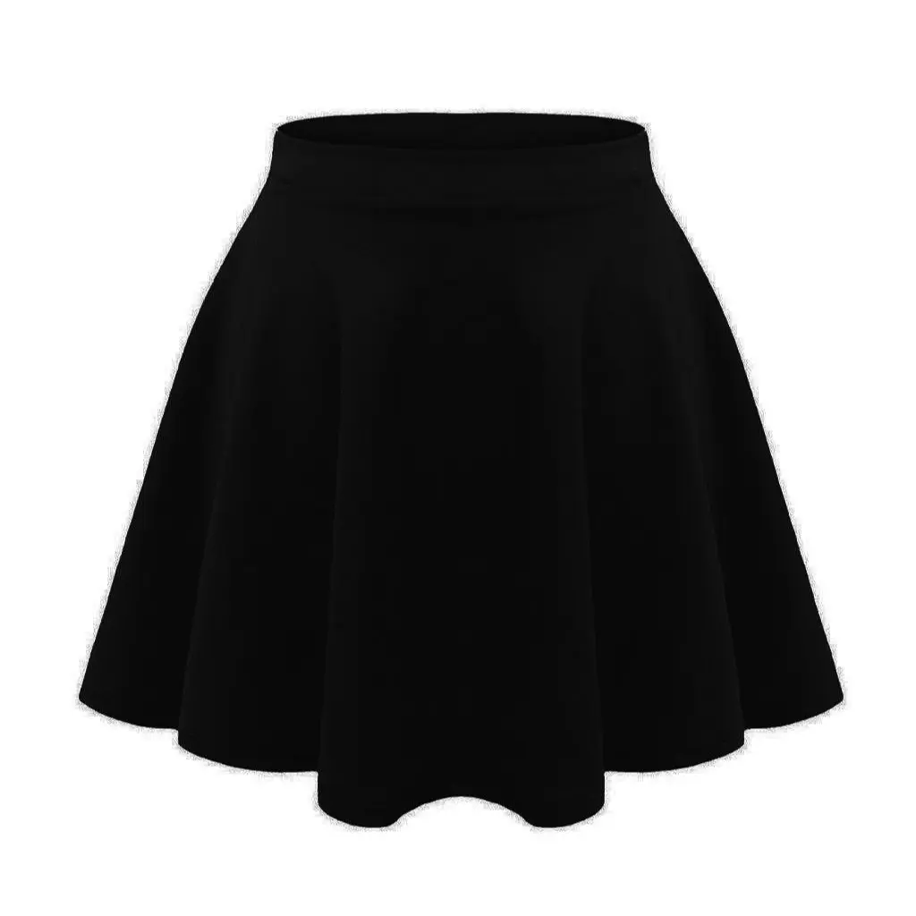 Kids Girls Plain Flared High Waisted Stretch Skater Stretch Jersey School Skirts