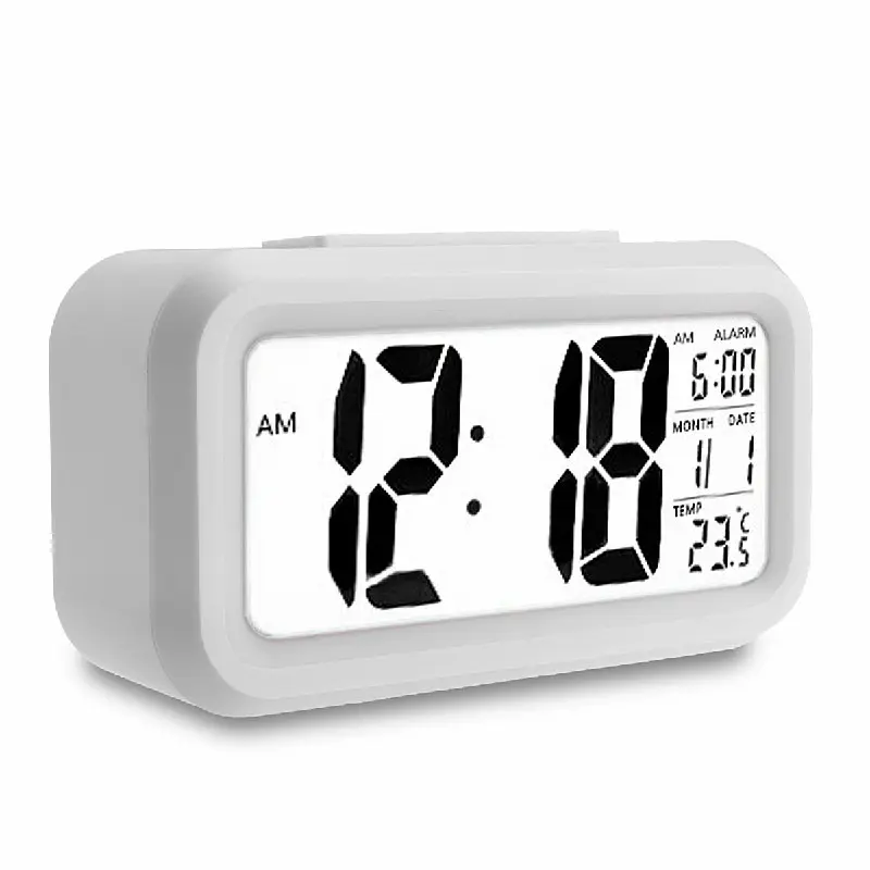 5.3 Inch Smart Simple Silent LED Digital Alarm Clock w/ Date Temp Display -White Decor Light 2