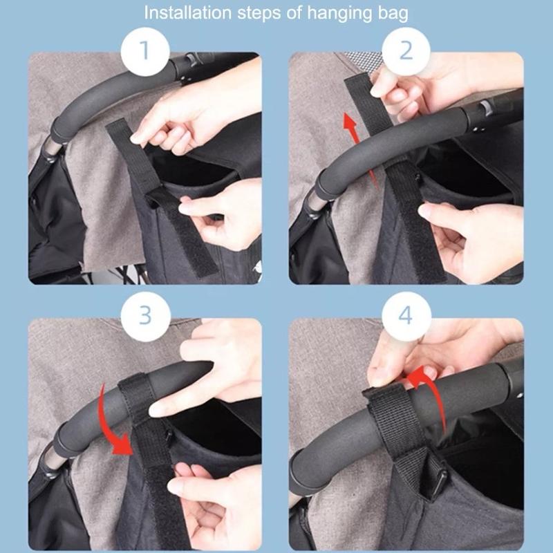 Multifunctional Pushchair Stroller Pram Organiser Bag Grey Baby Toddler 6
