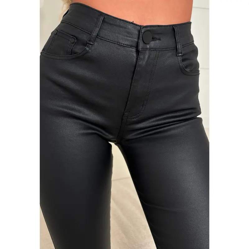 Ultimate Destiny Black Faux Leather Stretch Skinny Fit Jeans 4