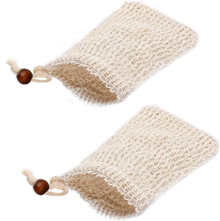 Natural Sisal Soap Bag (5-Pack) - Organic Reusable Exfoliating Soap Saver Pouches with Drawstring for Foaming, Drying, Gentle Exfoliation, and Eco-Friendly Soap Storage