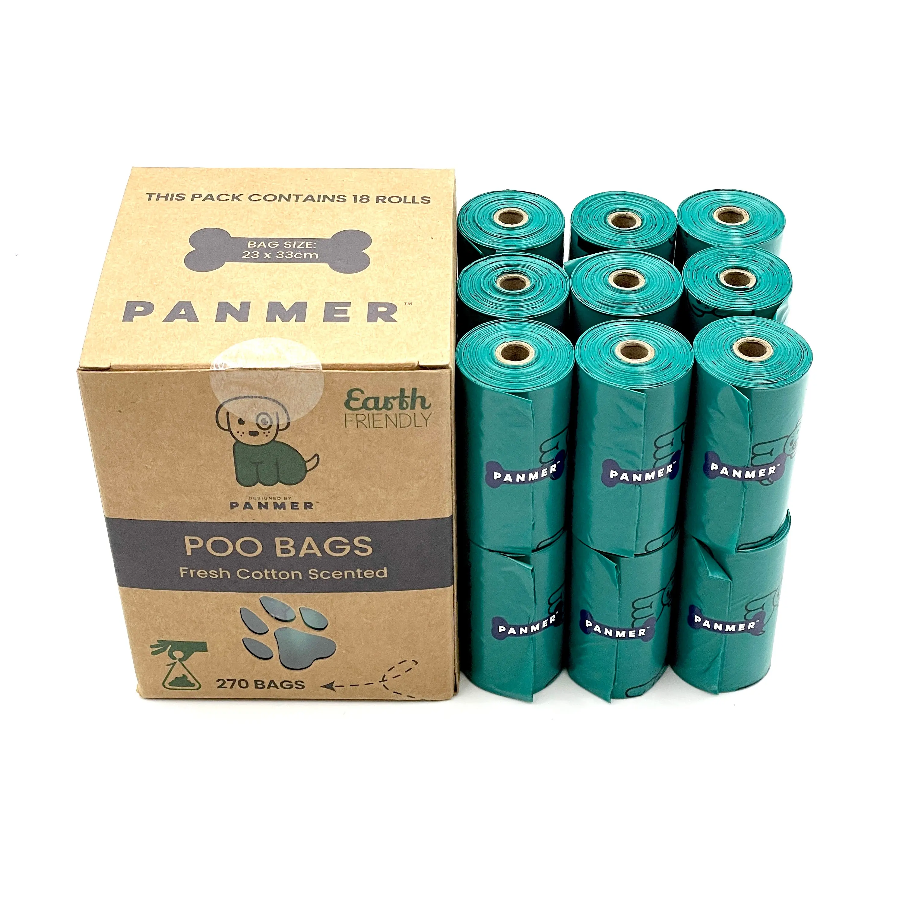 PCR Dog Poo Bags - 270 Bags, Fresh Cotton Scent, Recycled Material - Earth-Friendly Packaging