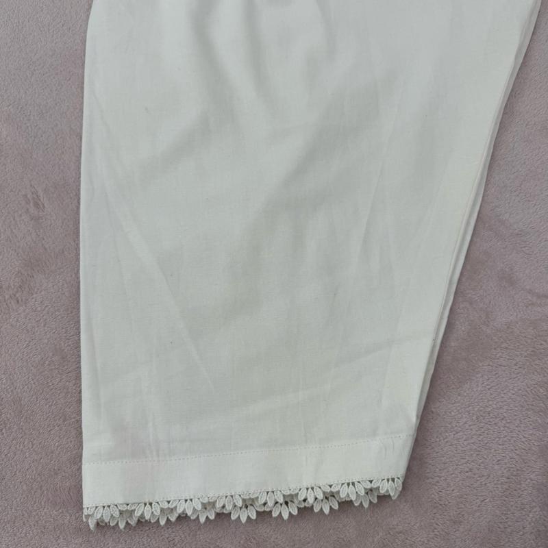 Khaddar Women's Shalwar Winter Bottoms - Black Skin Off White Colours 3