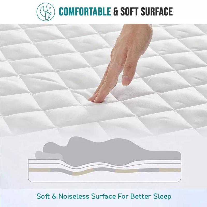 Extra Deep Quilted Mattress Protector 100% Cotton Extra Deep Fitted Cover for All Sizes Breathable Anti-Allergy 2