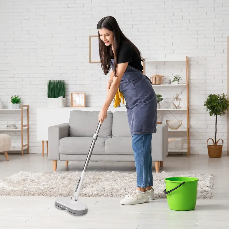 Cordless Electric Mop with Detachable Water Tank & Headlight - Quiet Rechargeable Hard Floor Cleaner for Tile, Hardwood, Laminate - White 2