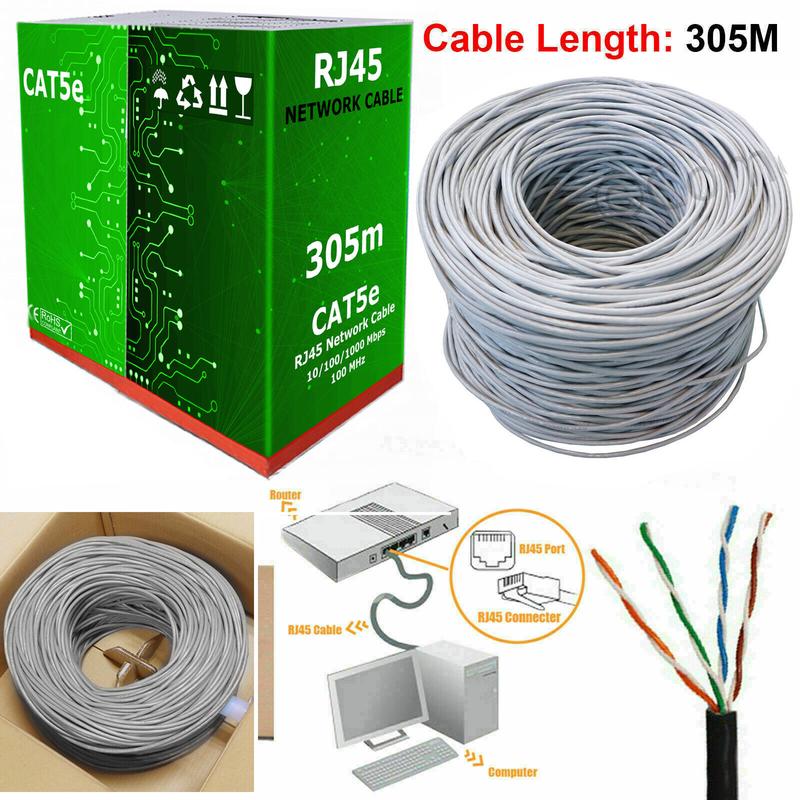 305M RJ45 Outdoor Ethernet Network Patch Cable Roll Reel CAT5e CAT6 Bulk FTP UTP UTP ADSL Internet Lead Outdoor Modem 3