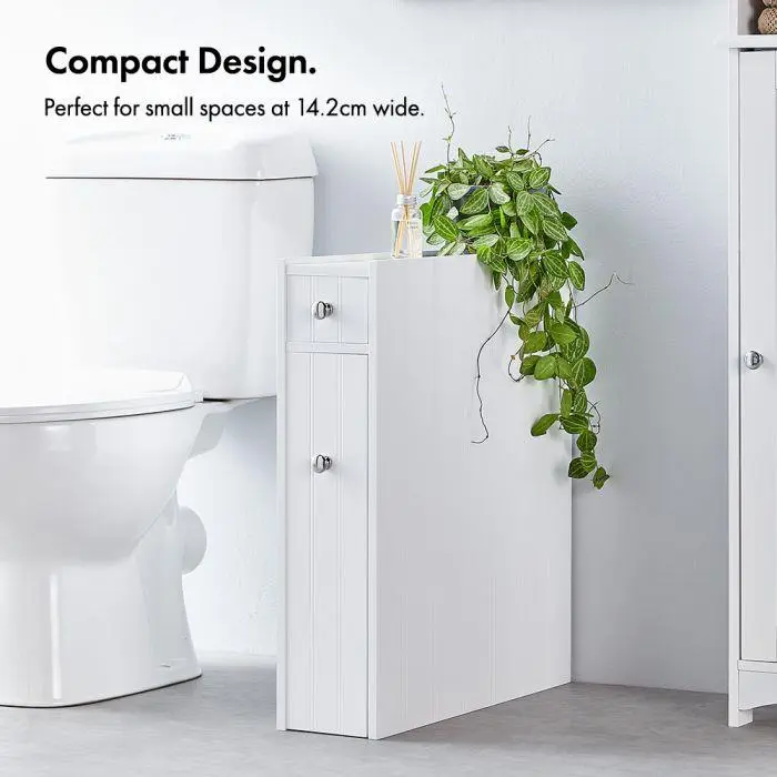 VonHaus Holbrook White Slim Bathroom Storage Unit, Slim Bathroom Box, 2-Drawer Storage Unit, Water Resistant Coating【UK SELLER】 3