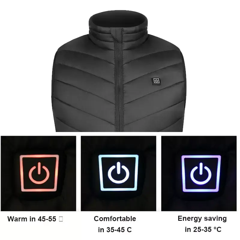 Electric Heated Vest Warm Gilet Winter USB Jacket Men Women Heating Coat Thermal 7