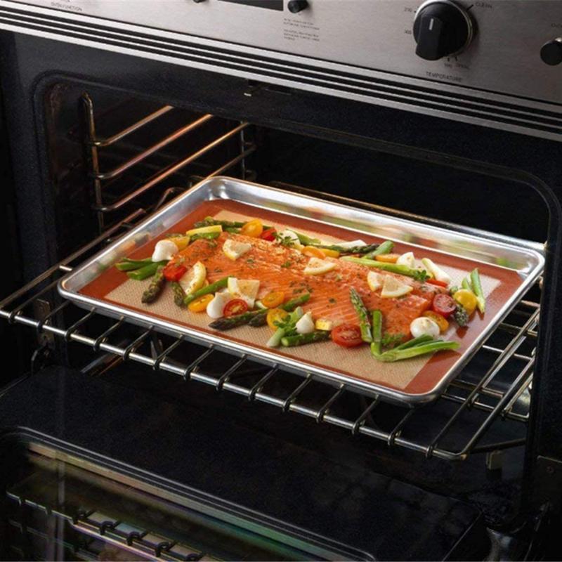 [UK Seller] 2 Silicone Baking Mat Sheet Set Oven Tray Liners Roll Mat Sheet Tray Liner Non Stick Cookie Sheets Professional Grade Bakeware Oil Cake Pastry Washable 3