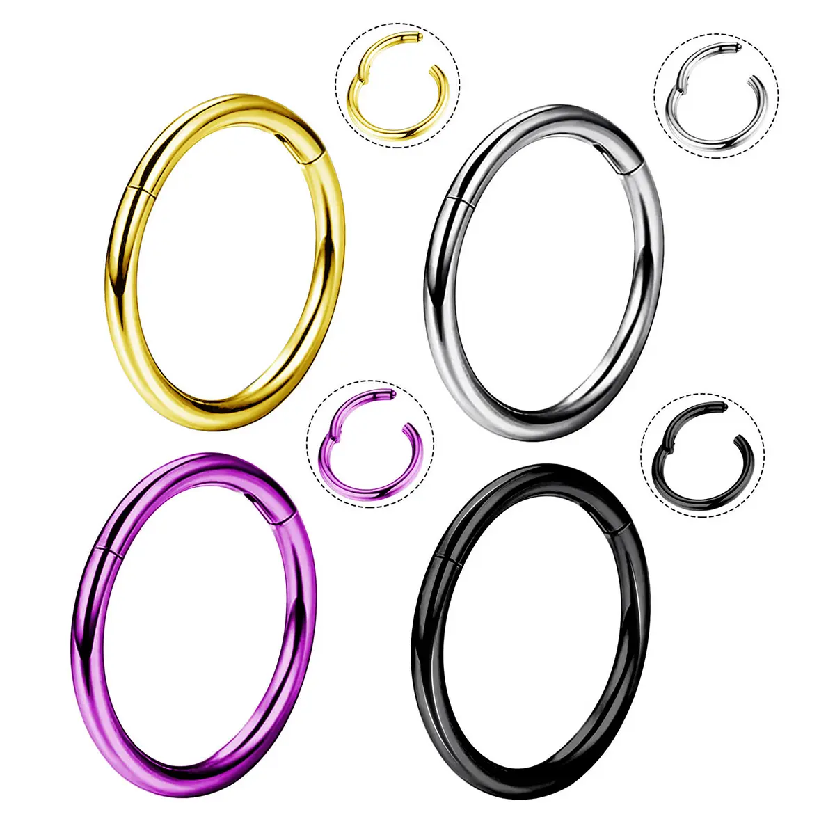 Oufer 20G Titanium Hinged Segment Nose Hoop Ring