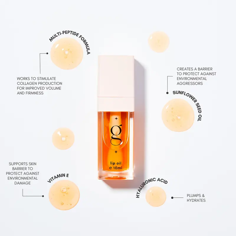 Peach Lip Oil - Glow For It peach flavoured lip oil for plump, hydrated lips 1