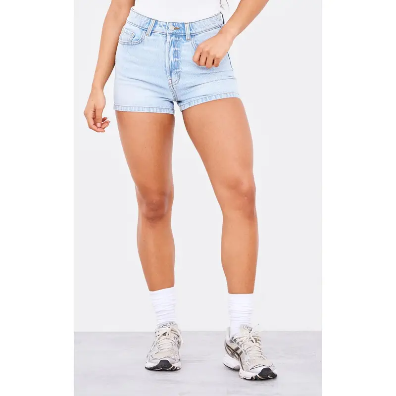 Light Blue Wash Basic Denim Shorts 1