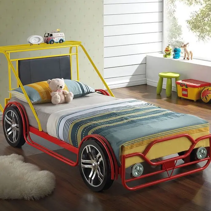 Car bed with single sprung mattress