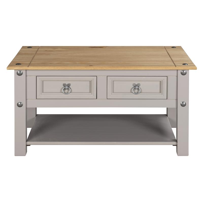 Corona Grey Coffee Table 2 Drawer Mexican Solid Pine coffeetable coffeetable coffeetables 1