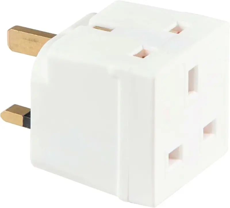 2 Way Double Plug Adaptor - Multi Plugs Extension Sockets Adapter - UK 3 Pin Socket Extensions 250V 13 Amp - Power Extender Multiplug Block for Kitchen, Office, PC, TV, Indoor Lighting 2