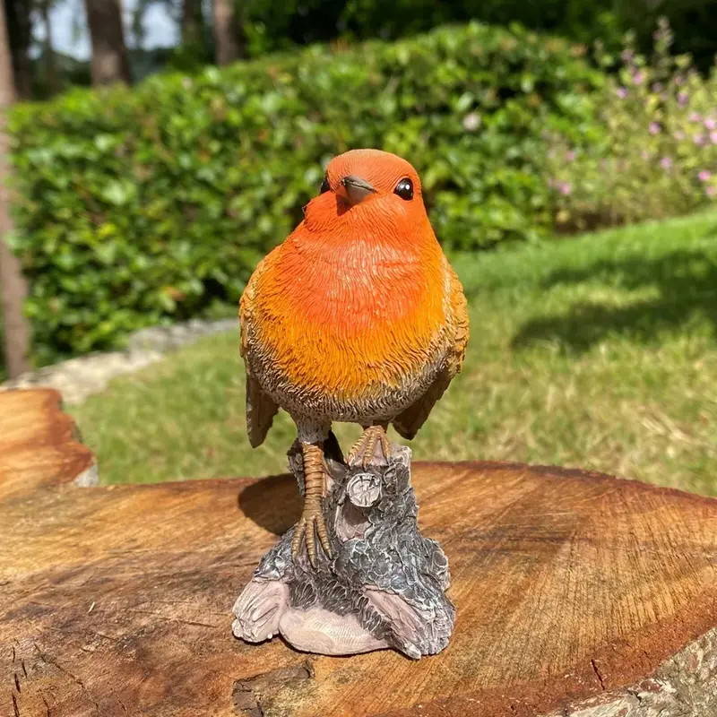 Robin on a Tree Stump Garden Ornament Resin Bird Sculpture Figurine Ornaments Outdoor | Bird Statue Garden Ornaments Outdoor, Resin Accessories, Realistic Garden Statues, Christmas Ornaments Gardening Gifts 5