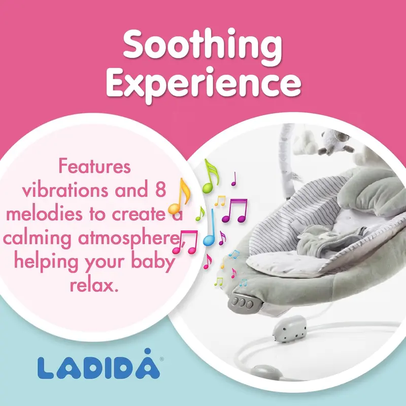 (77) LADIDA Soft Padded Grey Lamb Newborn Bouncer with Soothing Music and Vibration, Suitable for Newborns baby  bouncer baby  rocker baby  essentials babysleep  aid baby  cot 2