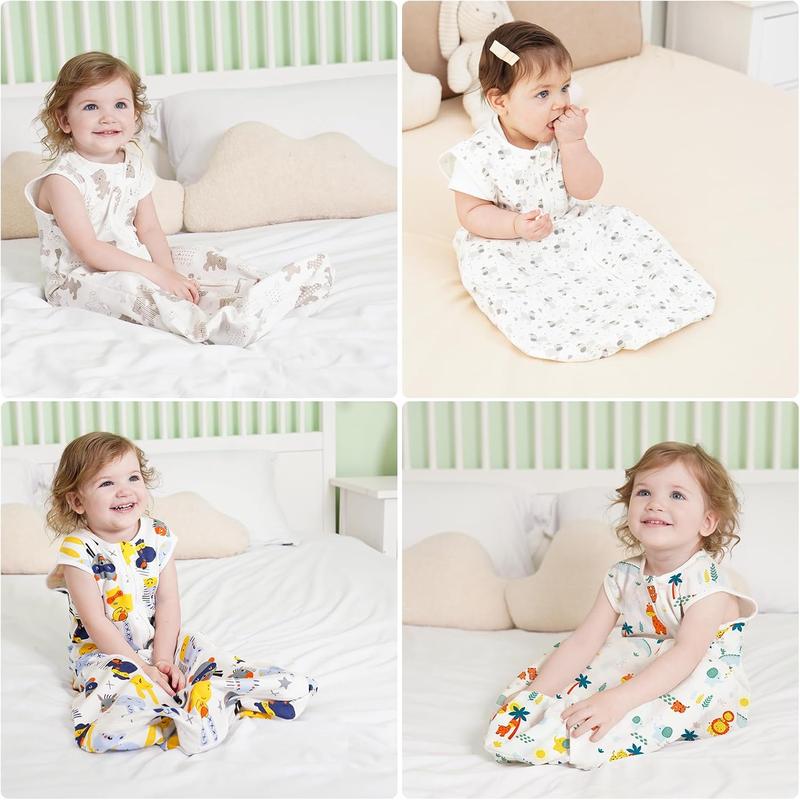 Baby Sleeping Bag, 0.5 Tog Sleeping Bag 6 to 18 Months, Sleeping Bag Baby with Adjustable Length 65-85cm, Soft Cotton Breathable Summer Infant Toddler sleeping bag, Animals Print 3