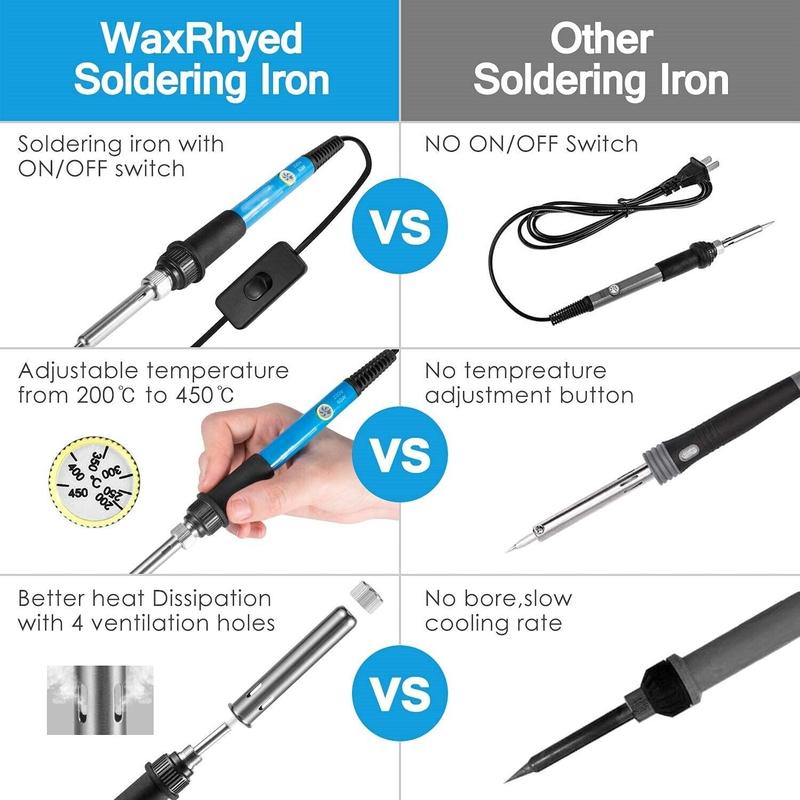 60W Soldering Iron Kit Electronics Welding Irons Solder Tools Adjustable Temp UK 4