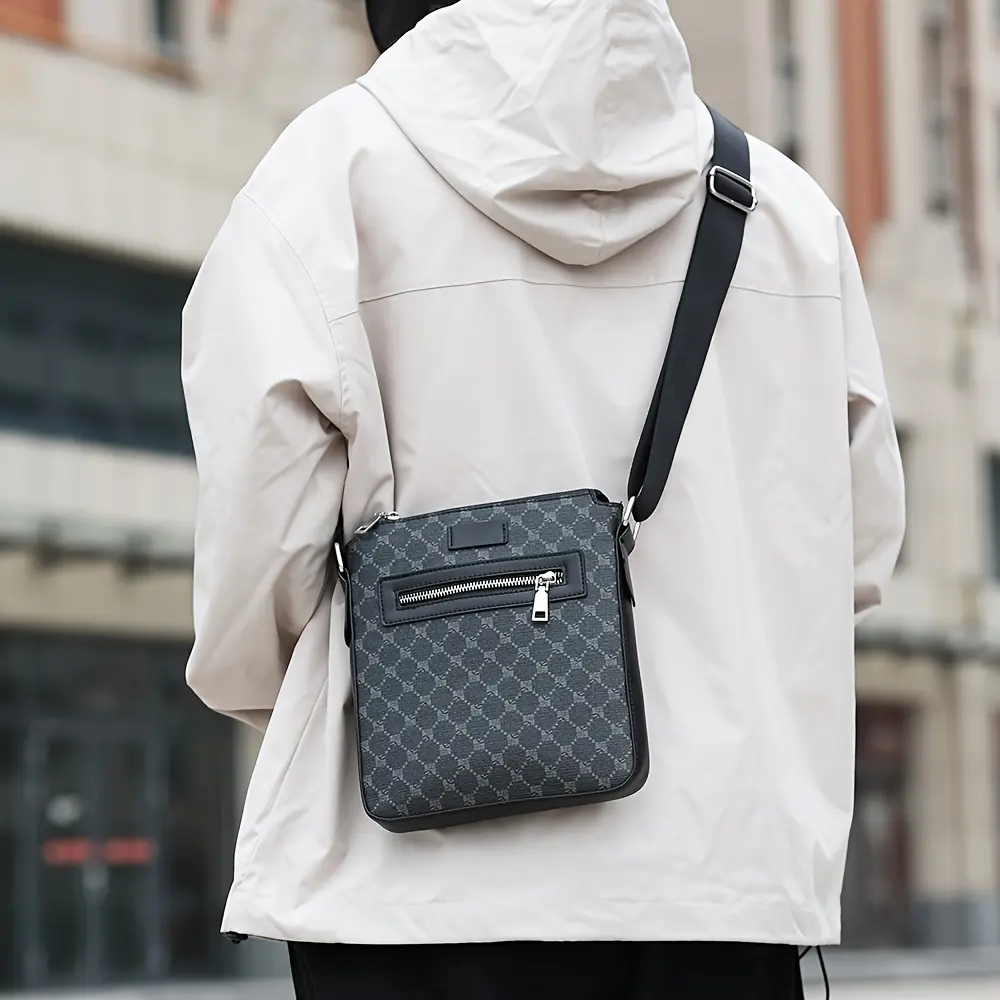 1 pza bolso bandolera Retro de PU, bolso de hombro de moda Simple, opción Ideal para regalo, para hombre de negocios