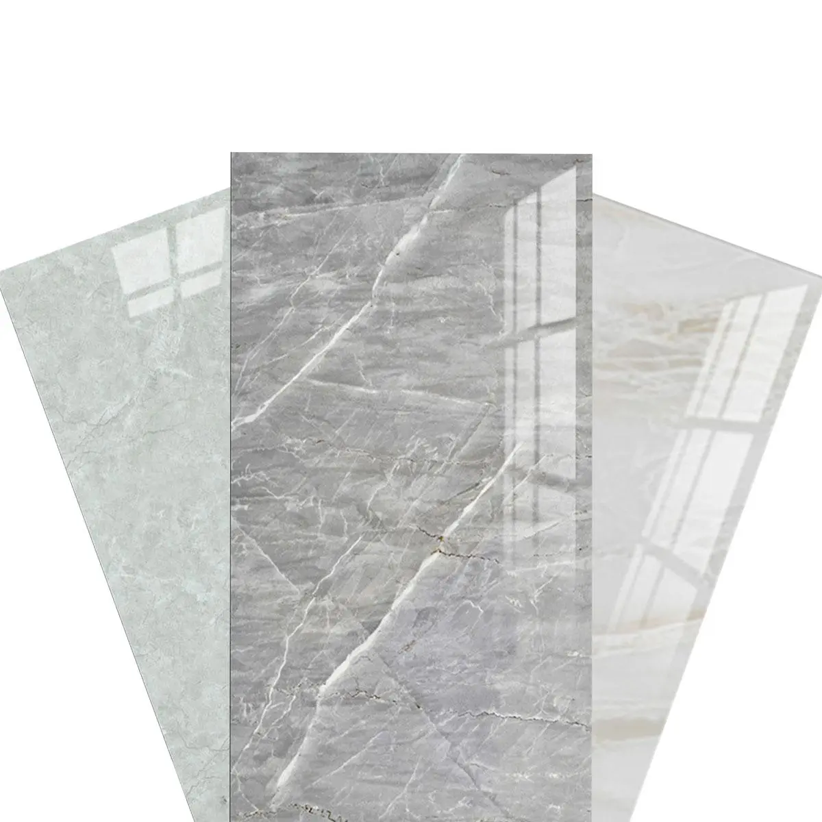 10 Pieces Marble White Tile Stickers for Bathroom, 30cmx60cm Stick on Tiles Self Adhesive Wallpaper, Vinyl Wrap for Kitchen Walls Waterproof (Glossy) panels