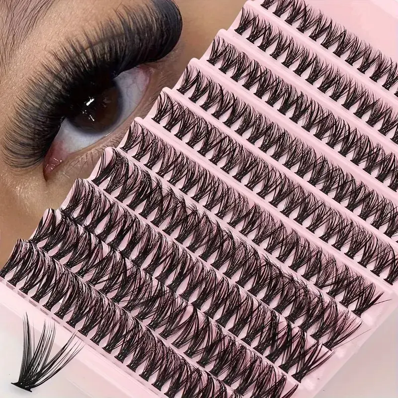 200pcs Clusters Individual Cluster Lashes DIY Lash Extension 8-16mm Wispy Cluster Lashes Thin Band Crosscriss Natural False Eyelashes Fluffy Makeup 4