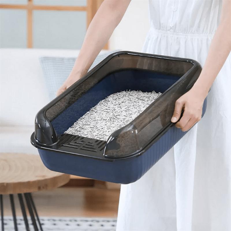 Extra Large Open Cat Litter Box Deep Pan Anti-Splashing Cat Toilet Potty Tray,Anti-Splash Cat Litter Box, Semi-Closed Litter Pan, Litter Box Cleaning Products 7