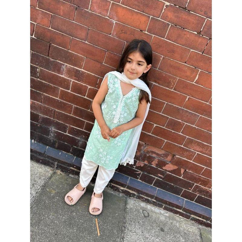 Green (0 months to 7 years)(Adult S-XXL) - Pakistani baby girl kid matching Indian desi bollywood suit eid diwali navratri wedding baraat walima 1