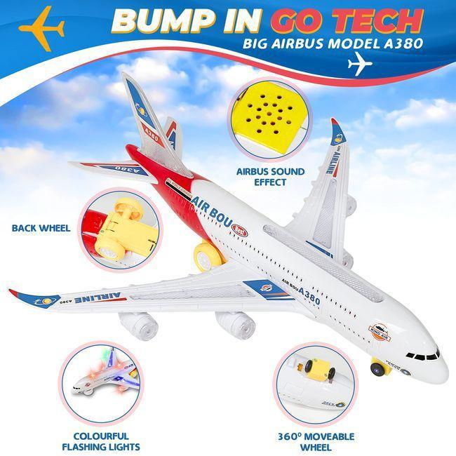 Airplane A380 Kids Electric Light & Sound Bump & Go Toy - Perfect Xmas Gift 5