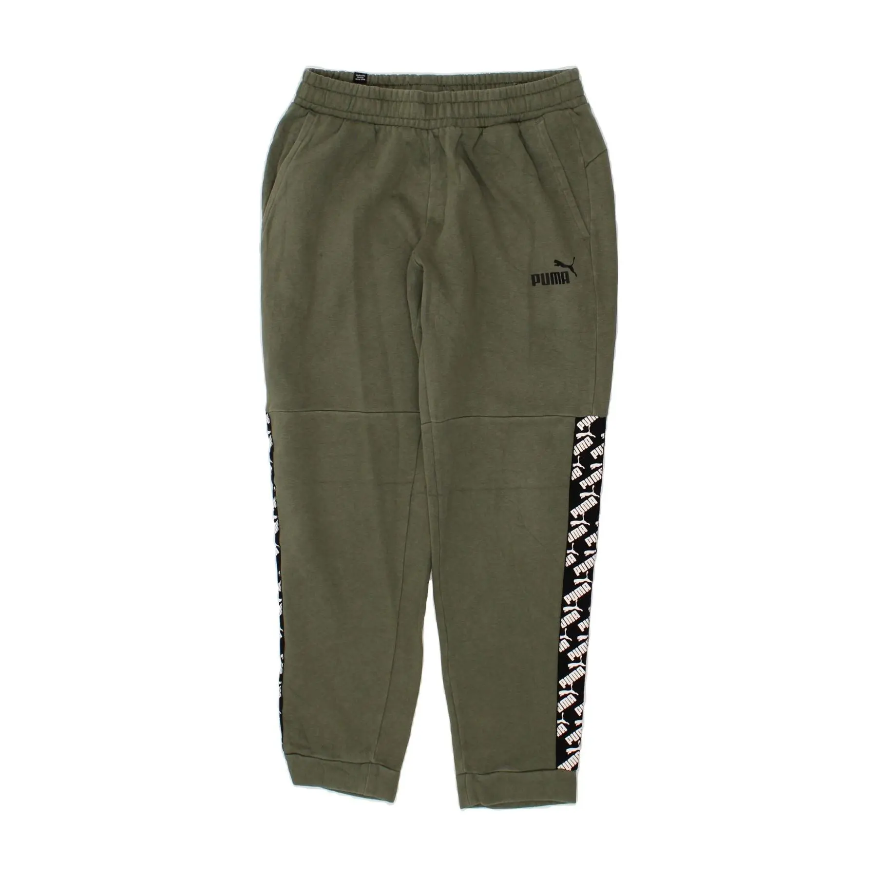 Pre-Owned Vintage PUMA Womens Graphic Tracksuit Trousers Joggers UK 14 Medium Green Cotton