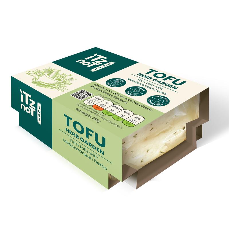 iTz noT Just' Tofu - It's Mediterranean Herbs Tofu. Firm, Vegan & High Protein Tofu. 280g 1