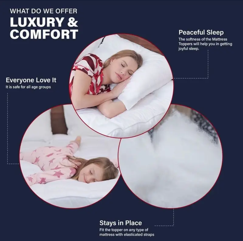 Microfiber Mattress Topper, Hypoallergenic,Firm,Luxury,Comfortable and Affordable, Bed Topper for Back Pain or Side Sleepers. machine wash washable warm flat weave topper sale mattress  love 6